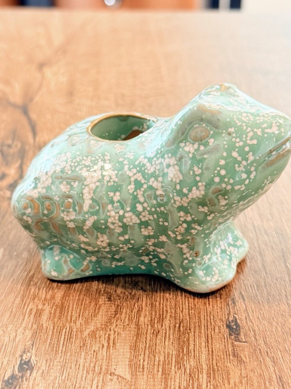 Creative Coop Design Stoneware Frog Toad Taper Candle Holder Gift Decor Green